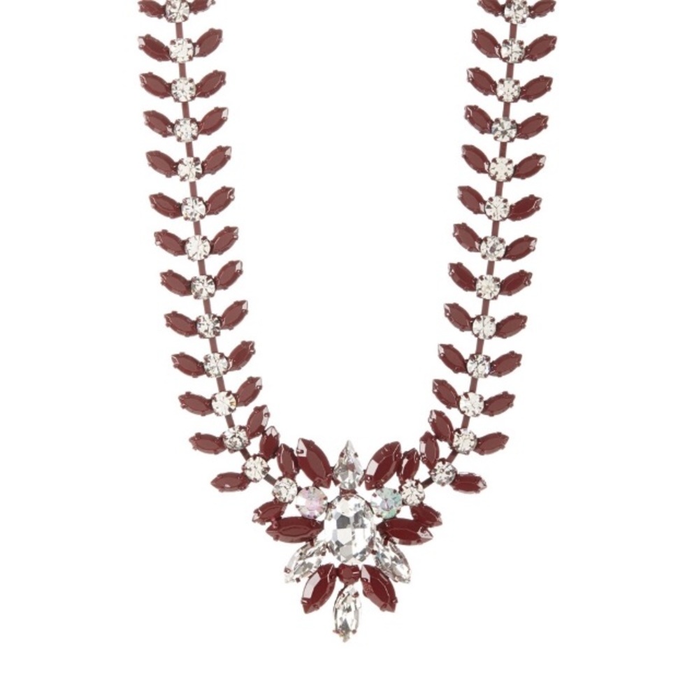 Burgundy feather brooch
